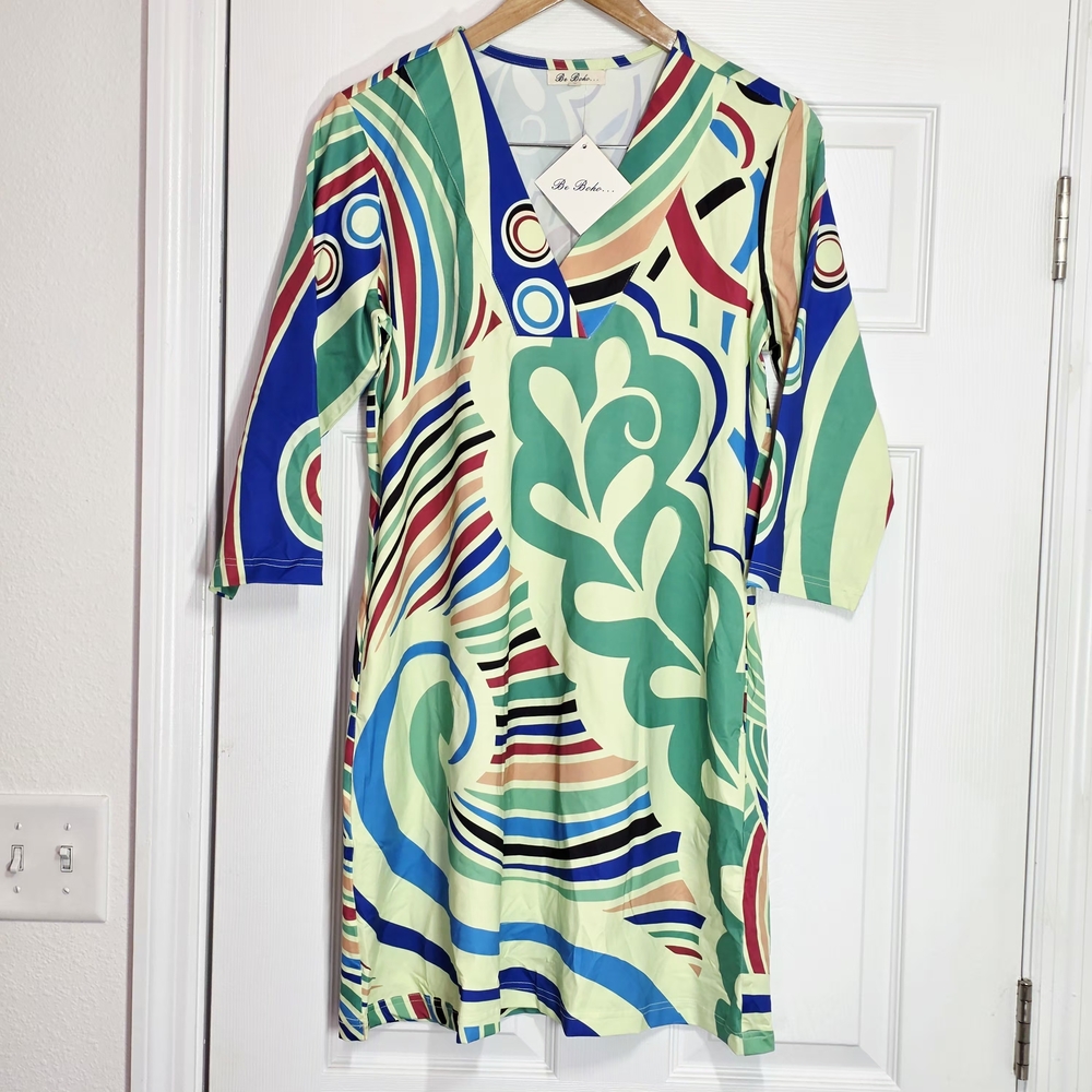 Be Boho Multicolor Striped Floral Dress Size Small